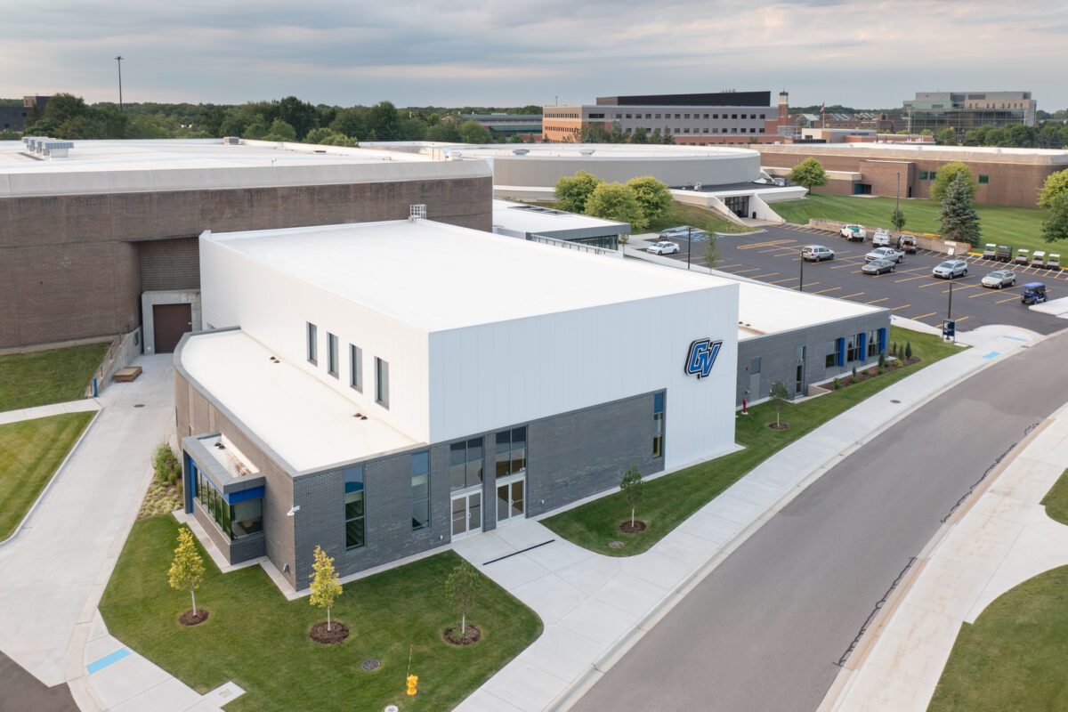 The exterior of the Grand Valley State University Harris Family Athletic Complex