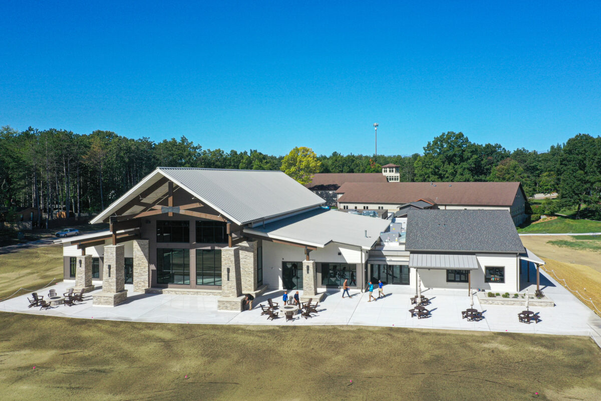 The exterior view of the Grace Adventures Lakeview Commons Dining Hall