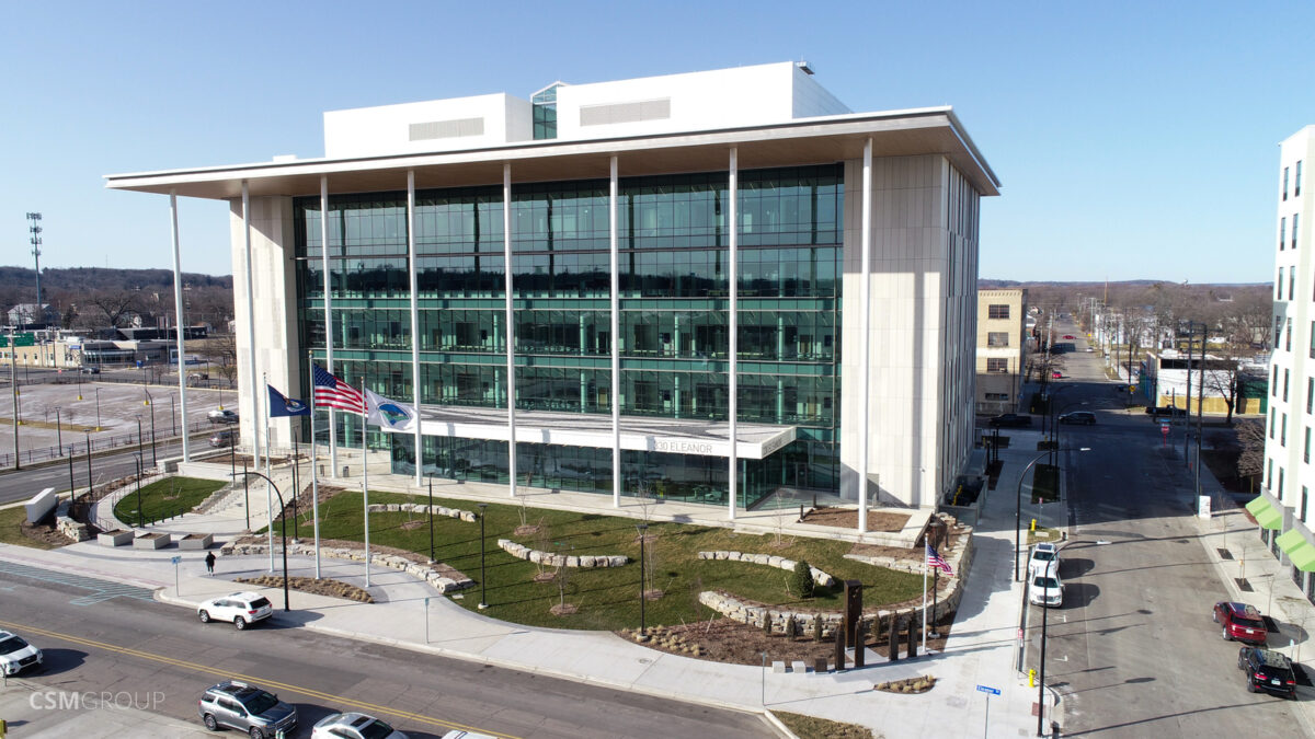 The exterior of the new Judge Charles A. Pratt Justice Center