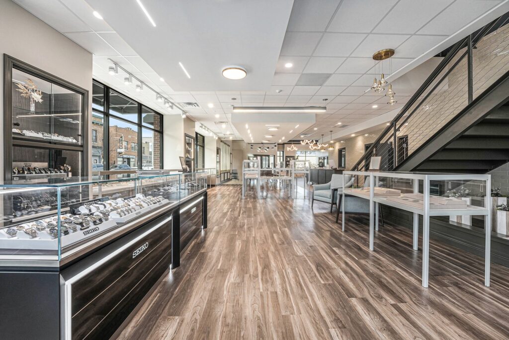 This is the interior of a jewelry store.
