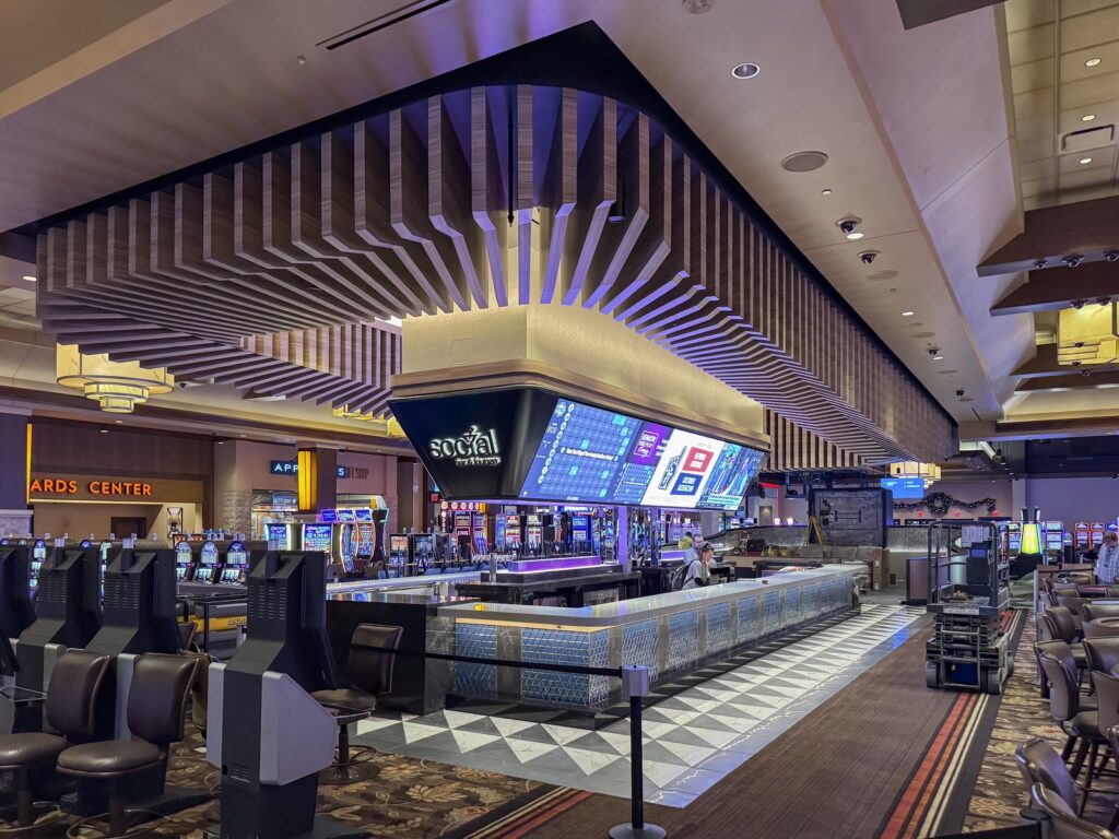 Bar area with screens above