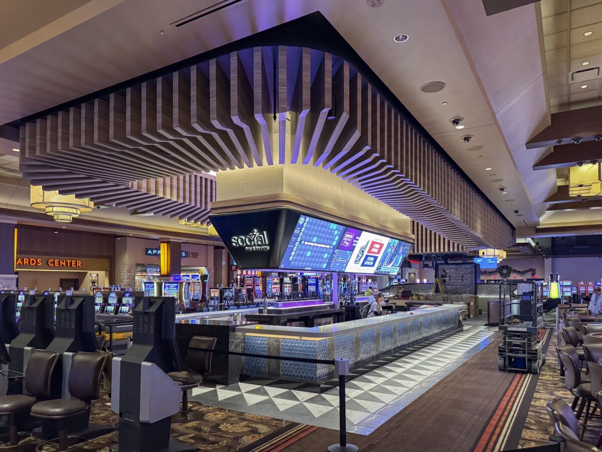 Bar area with screens above