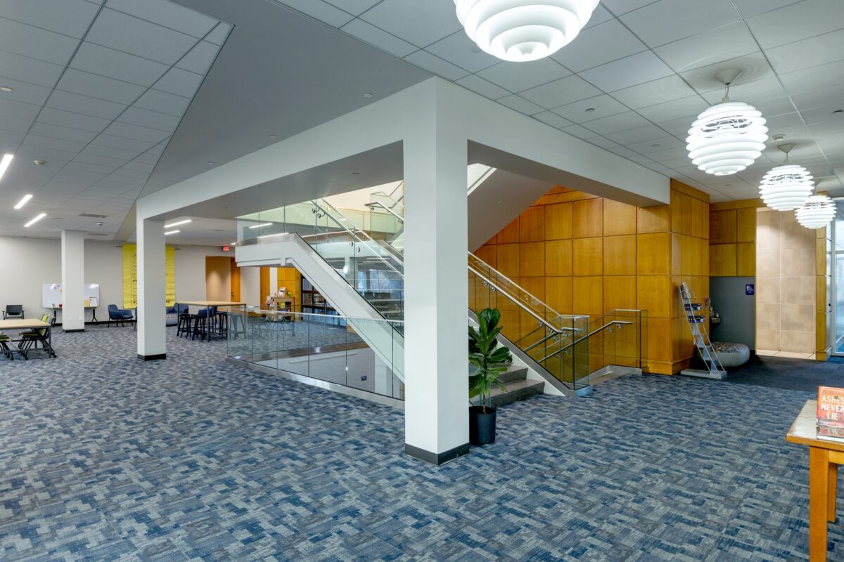 Large open area with a staircase in the middle