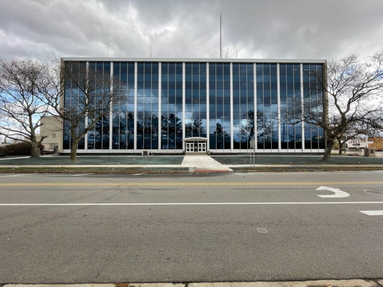 The exterior of the Michael E. Kobza Hall of Justice