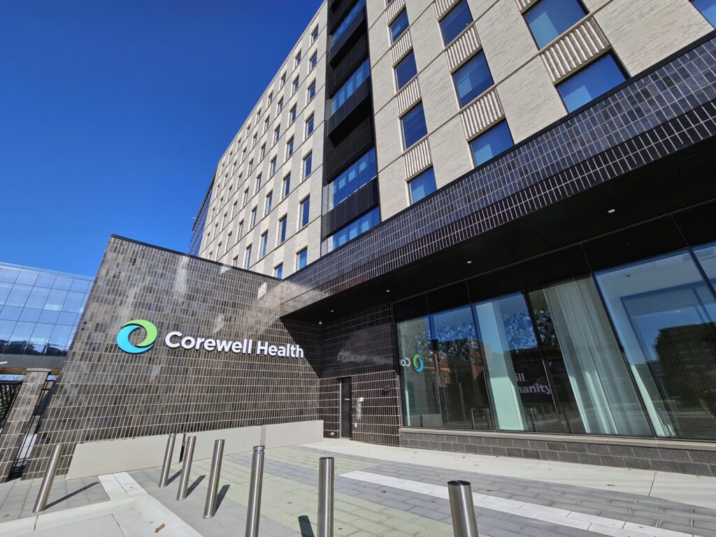 The outside of the Corewell Health Place