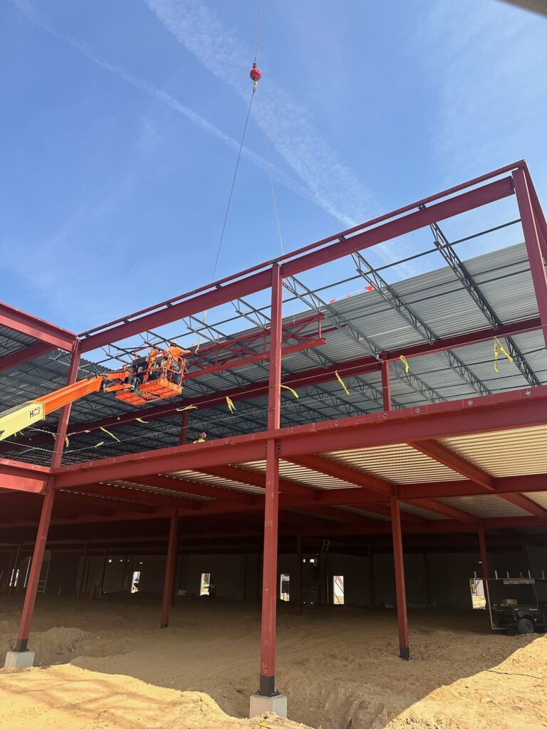 Exterior view of steel beams of Pine Rest Pediatric Center of Behavioral Health