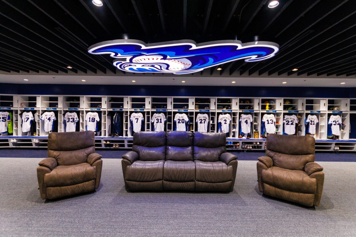 The new Whitecaps locker room at the LMCU Ballpark