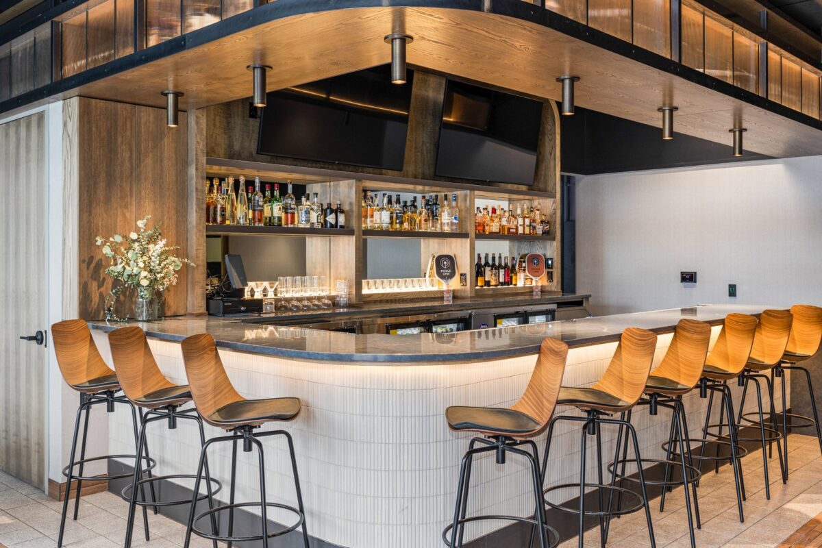 bar and seating inside Pickle & Pin